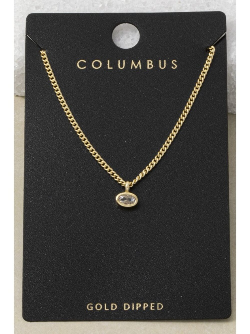 COMING SOON GOLD DIPPED OVAL BEZEL RHINESTONE NECKLACE